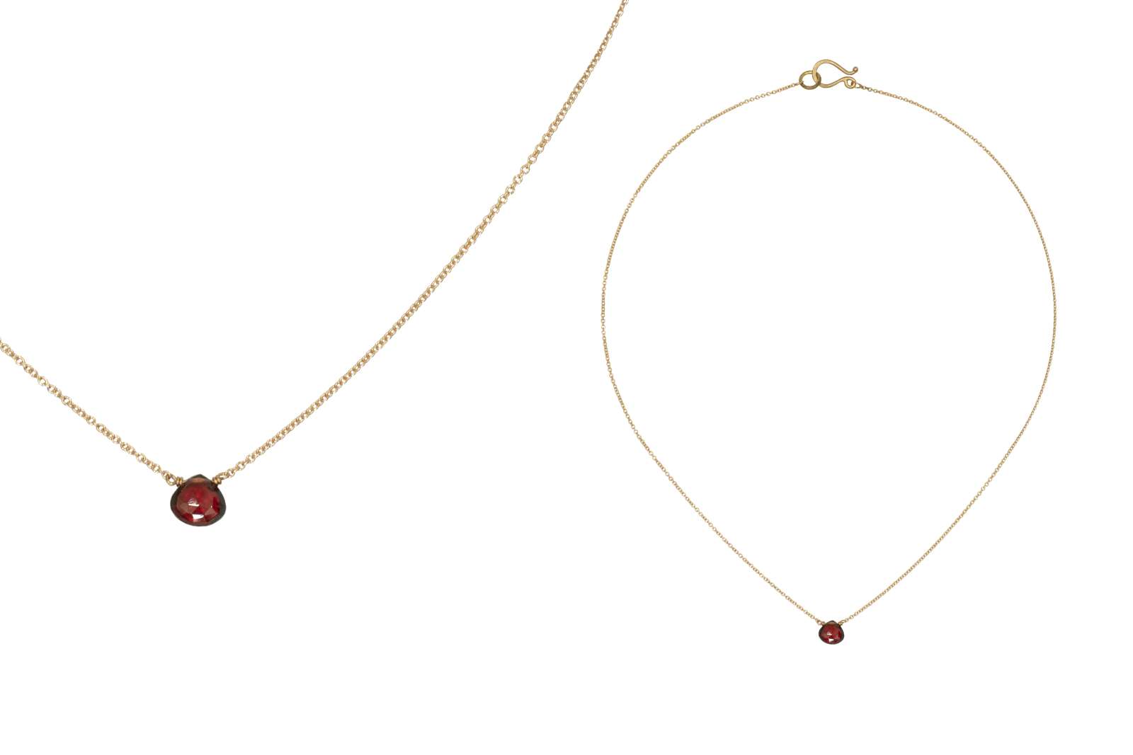 Eva Garnet Necklace 9 kt Yellow Gold