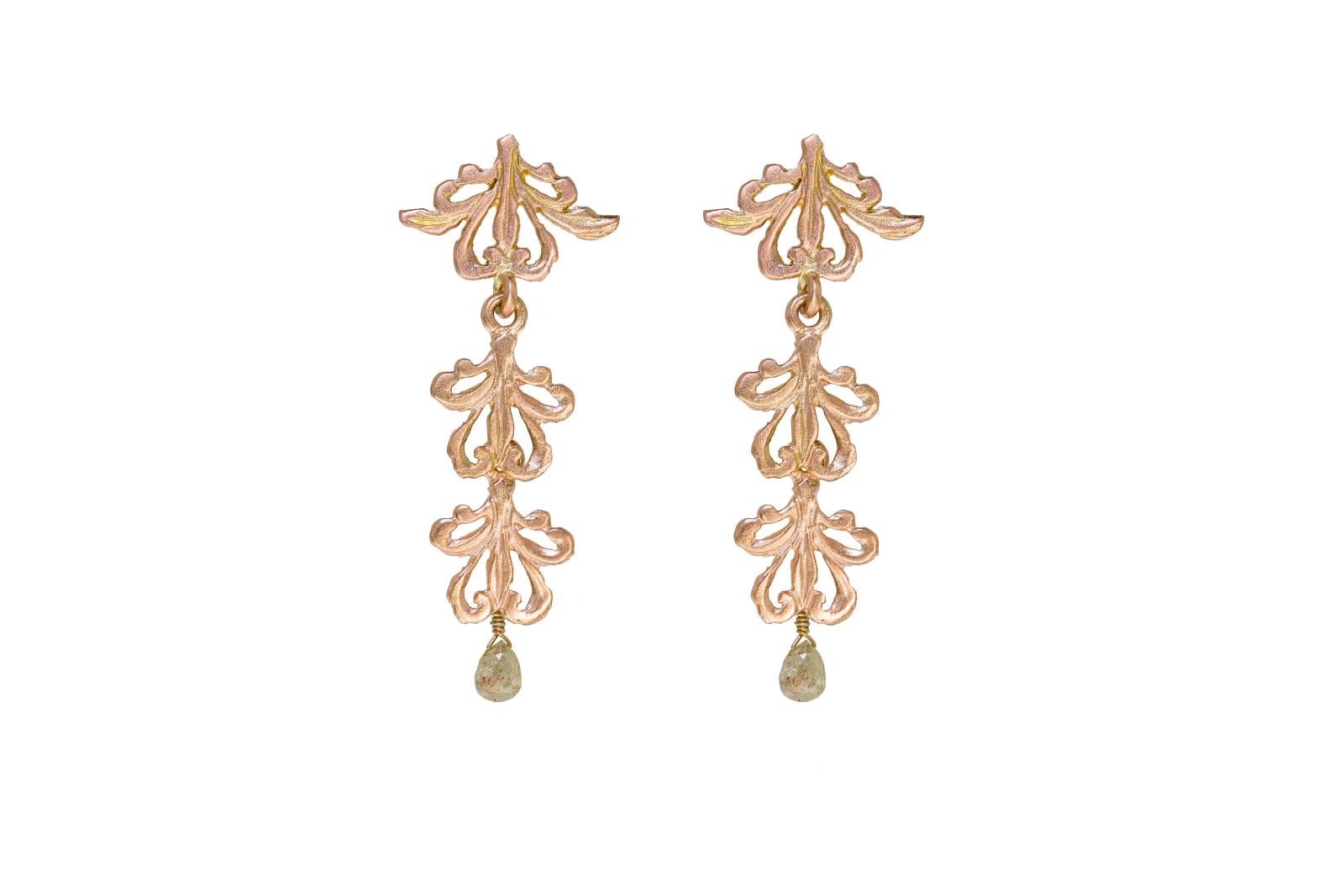 Orecchini Baroque Lunghi Diamante Fancy Oro rosa 9kt