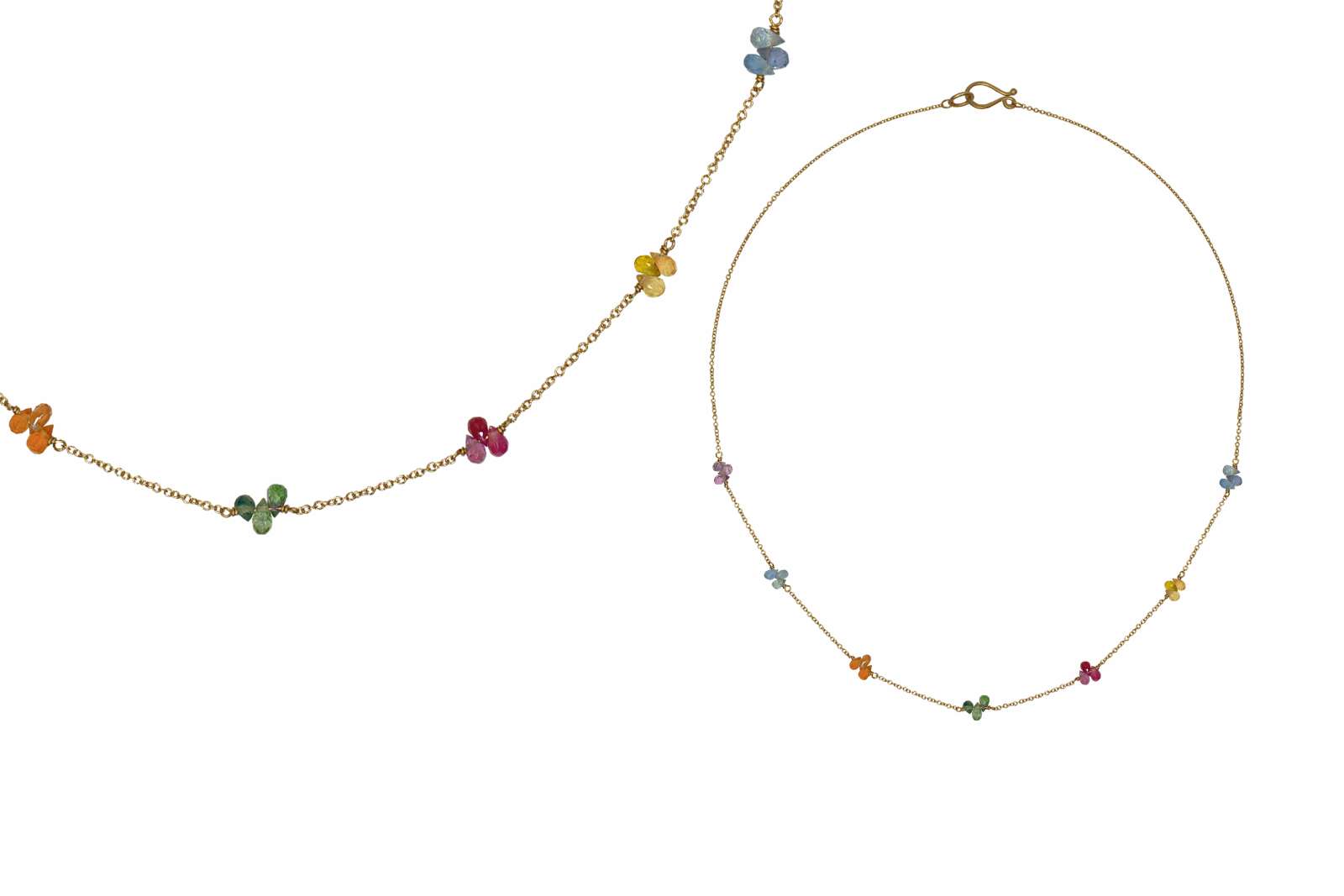 Trifoglietti Necklace Multicolor Sapphire 18kt White Gold