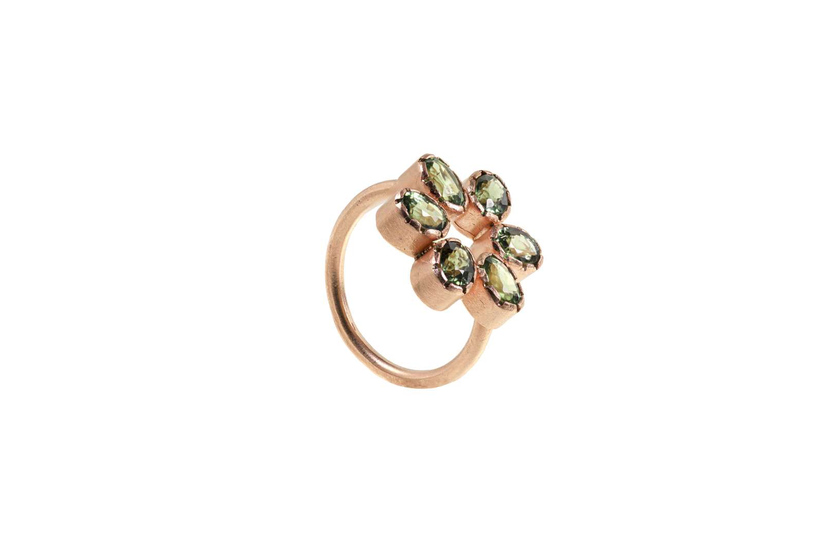 Anello Adele Zaffiri Verdi Oro Rosa 9kt
