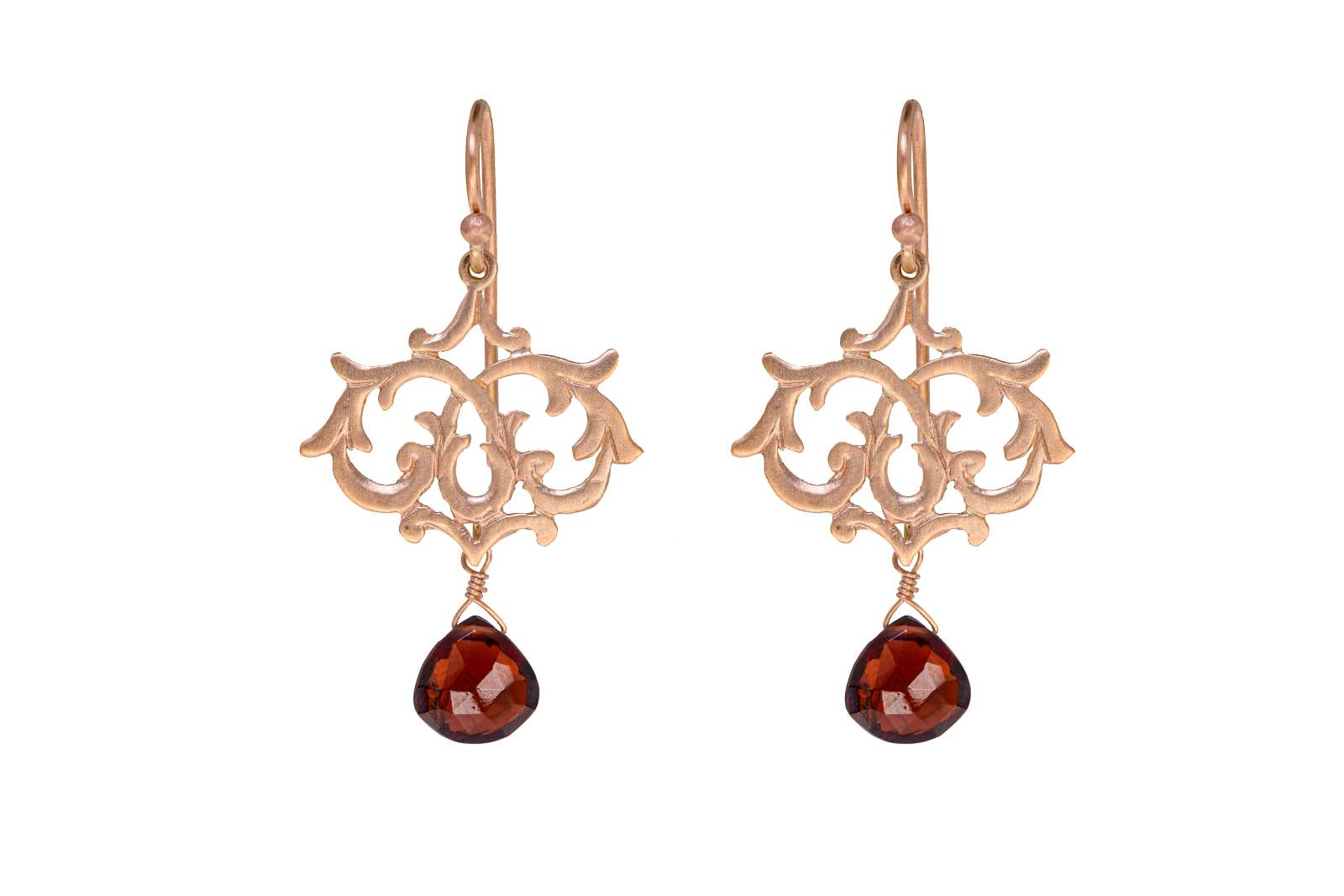 Orecchini Barcellona Granato Oro Rosa 9kt