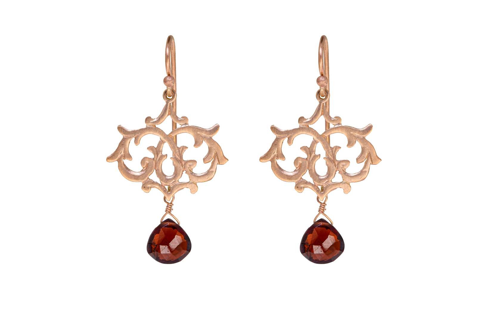 Barcellona Earrings Garnet 9kt Rose Gold