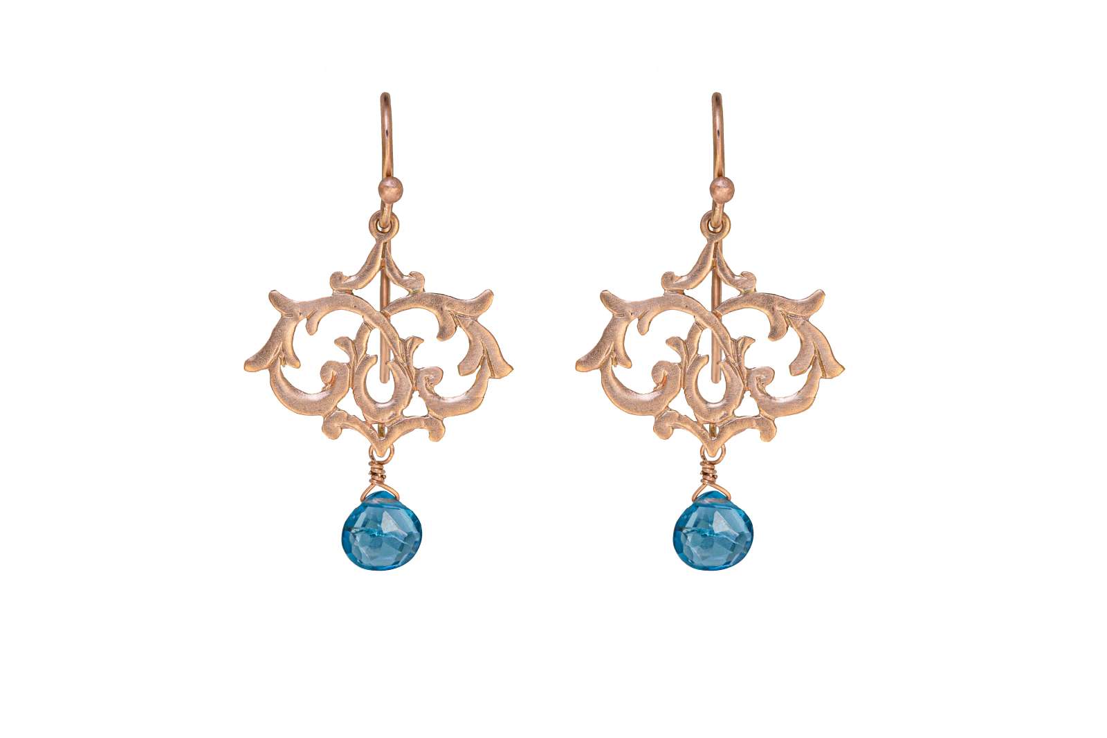 Barcellona Earrings London Topaz 9kt Rose Gold