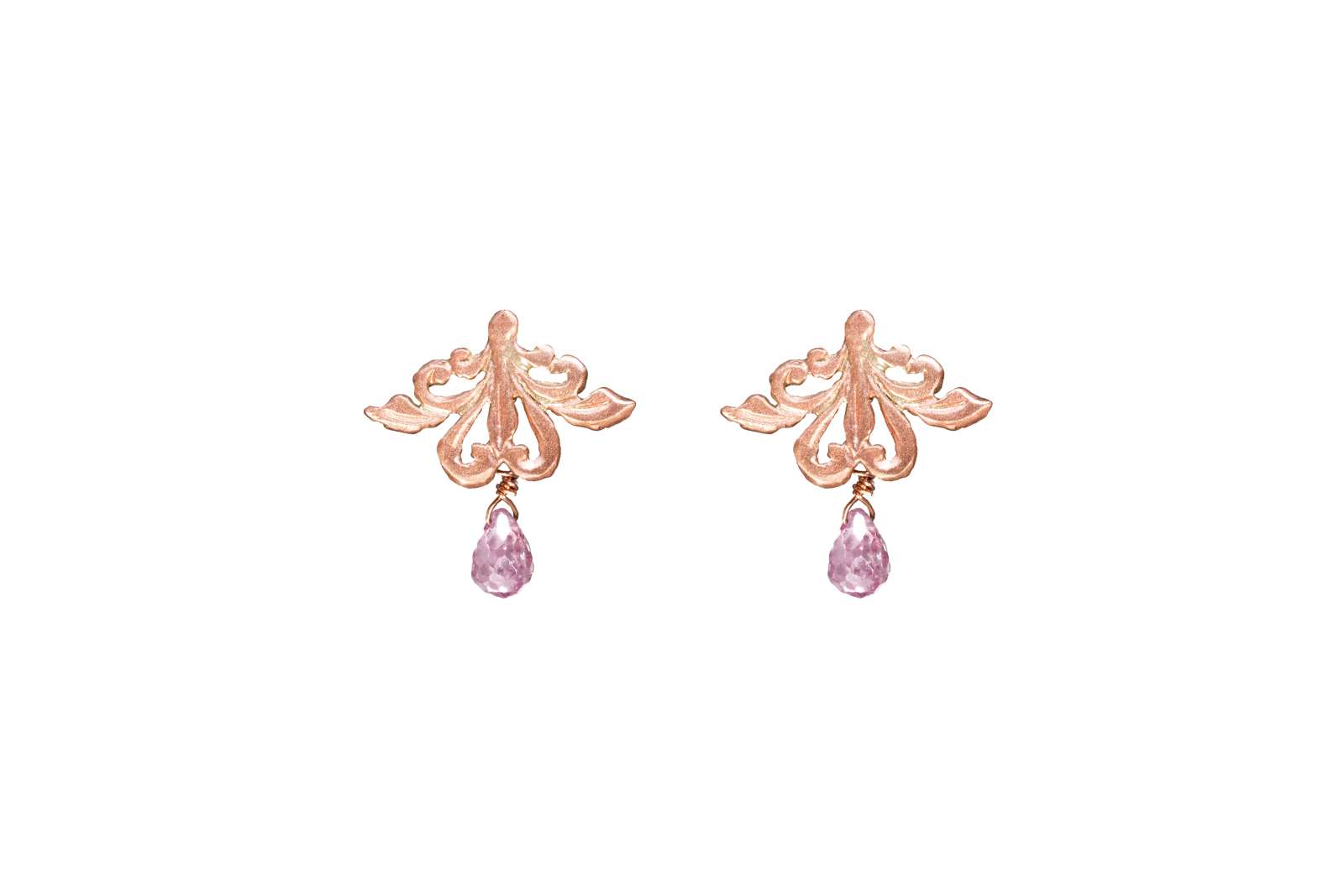 Baroque Earrings Sapphire 9kt Rose Gold