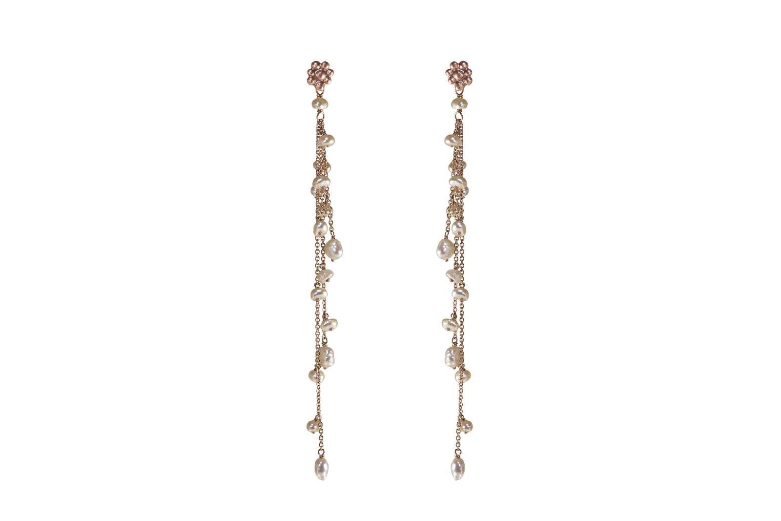 Cascade Of Pearls Earrings 9kt Rose Gold