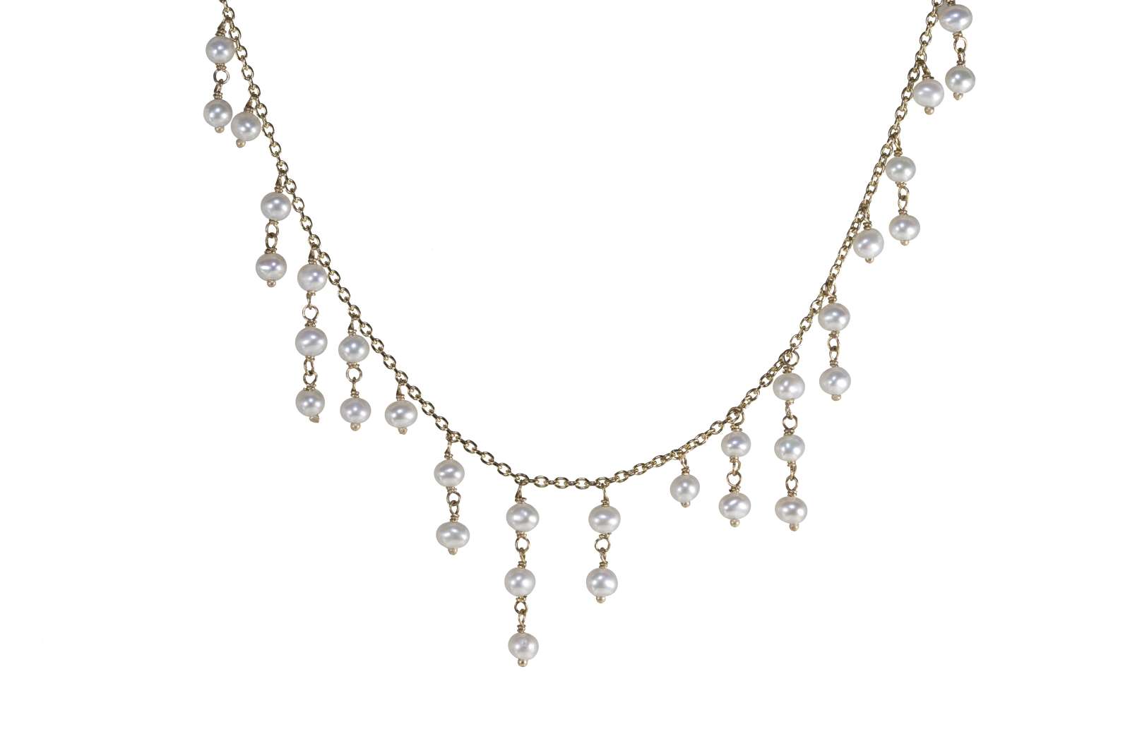 Pearl Fringes Necklace 18 kt White Gold 