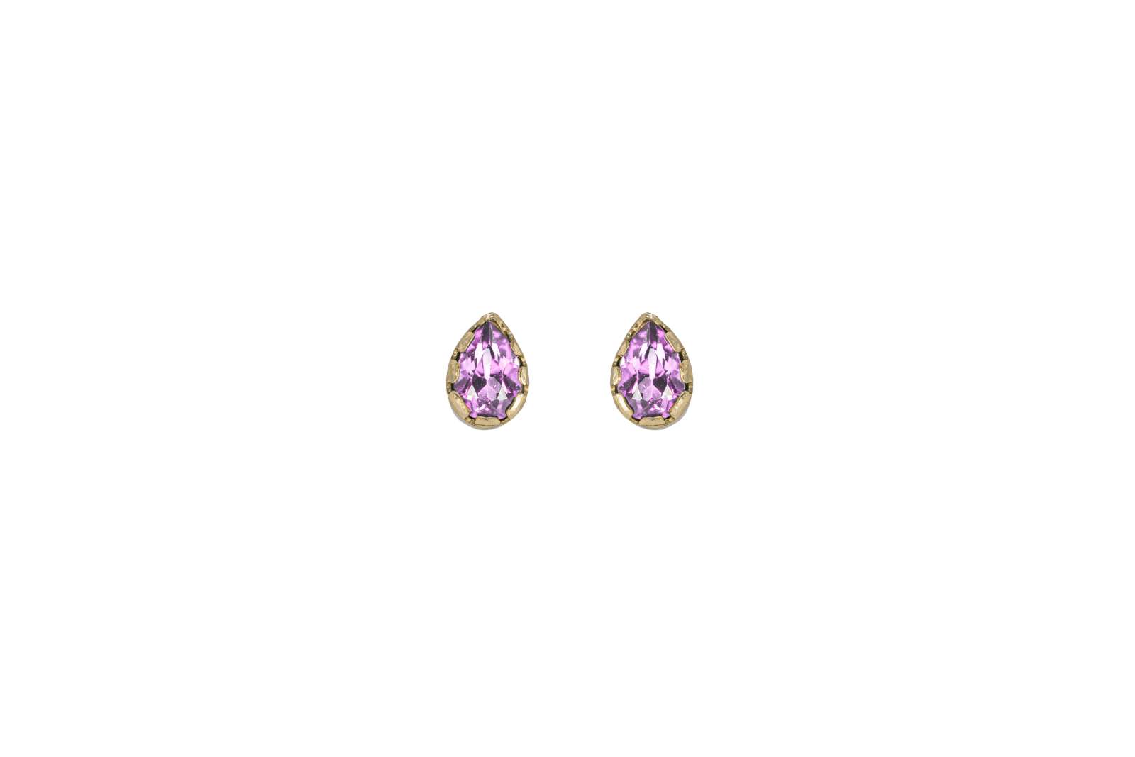 Mini Zoe Earrings Amethyst 9kt Yellow Gold