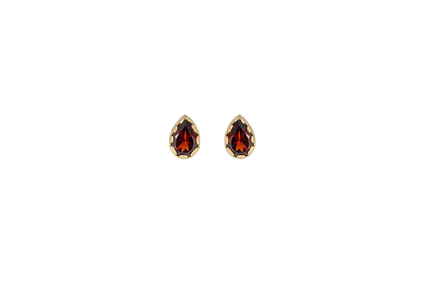 Mini Zoe Earrings Garnet 9kt Yellow Gold