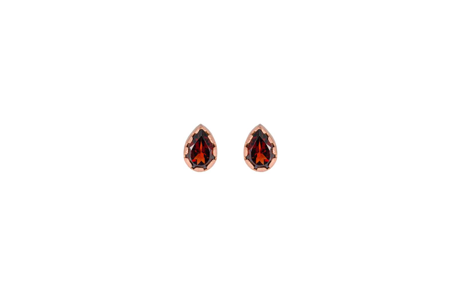 Mini Zoe Earrings Garnet 9kt Rose Gold