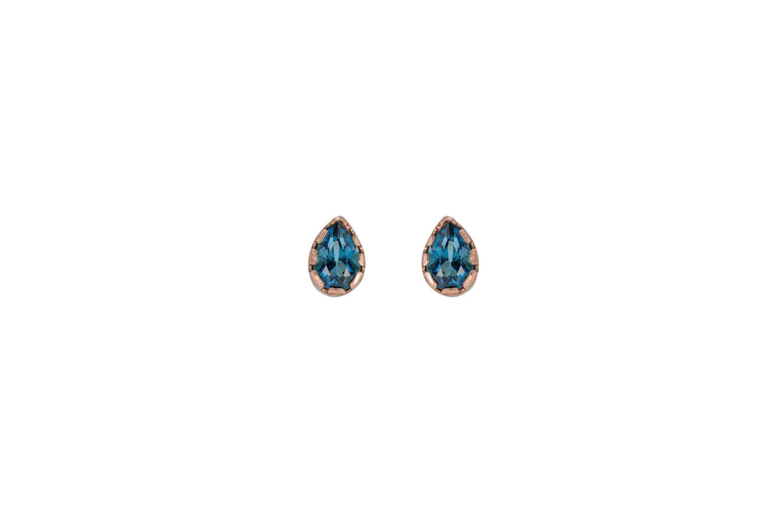 Mini Zoe Earrings London Topaz 9kt Rose Gold