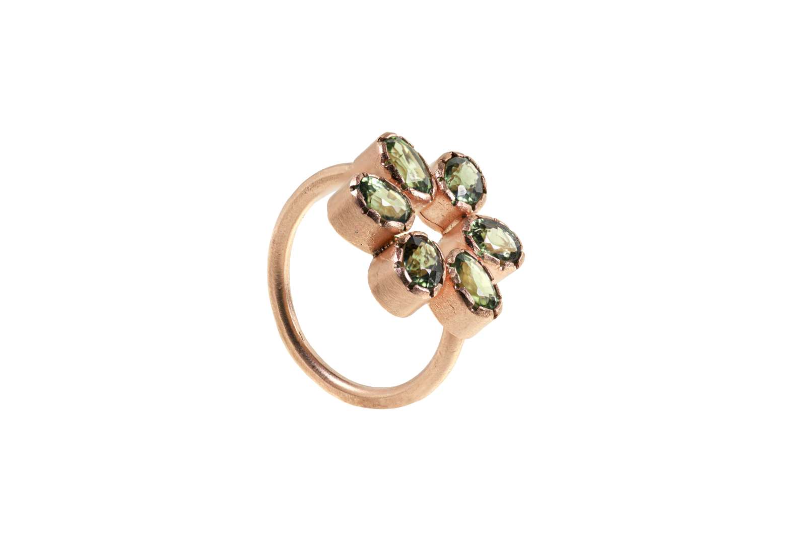 Anello Adele Zaffiri Verdi Oro Rosa 9kt