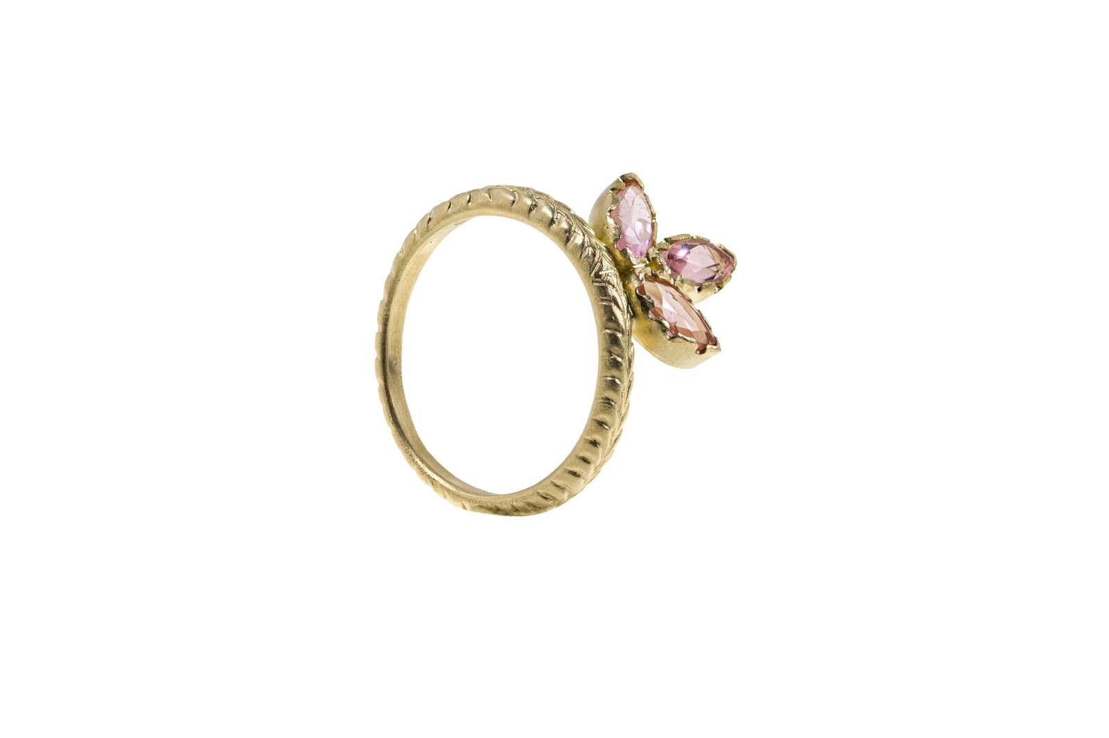 Mini Gange Ring Pink Tourmaline 9kt Yellow Gold