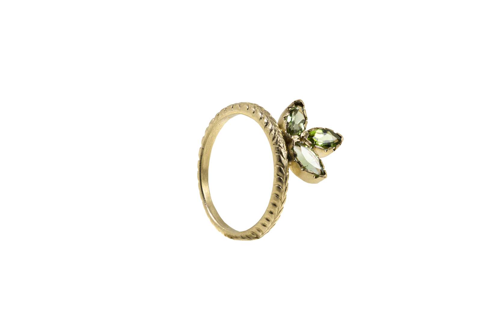 Mini Gange Ring Green Tourmaline 9kt Yellow Gold