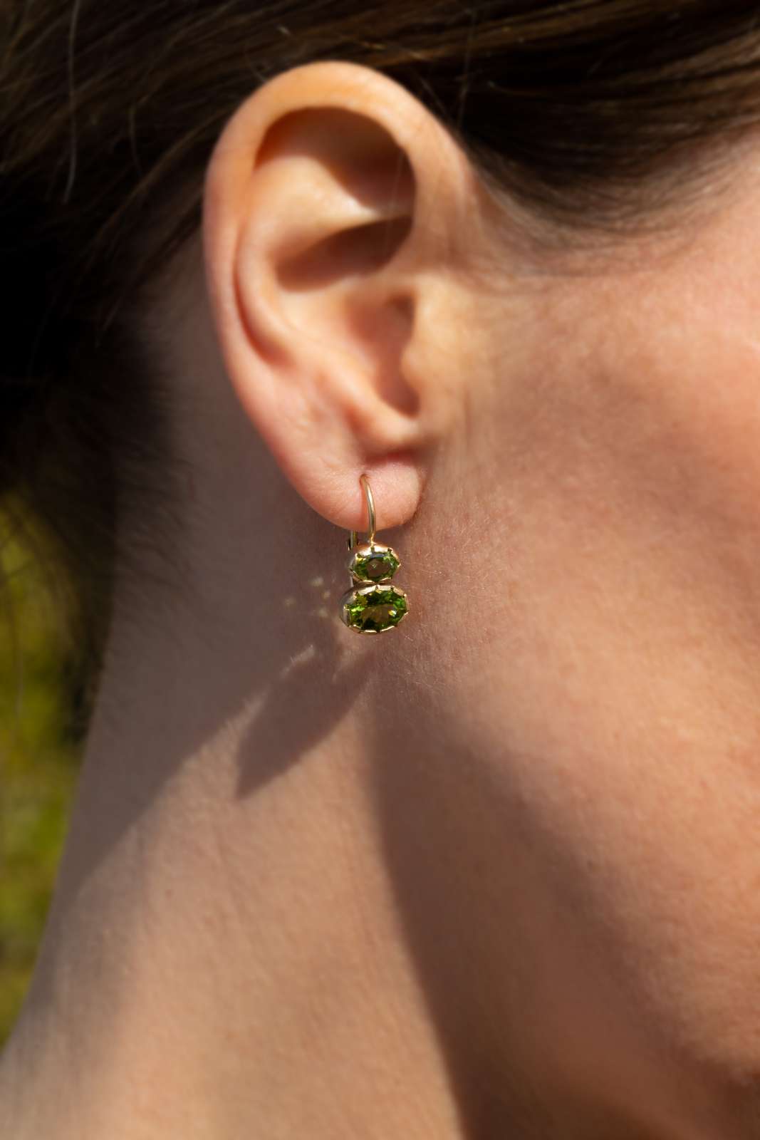 NKlaus Orecchini A Perno In Oro Giallo 14kt Con Peridoto Vero – Pietra Naturale 3 Mm, Eleganti E Classici, 7941