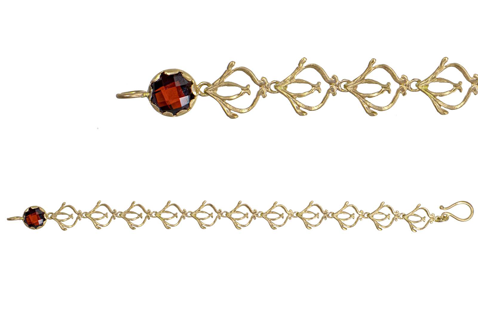 Mini Orchidea Bracelet Garnet 9kt Yellow Gold