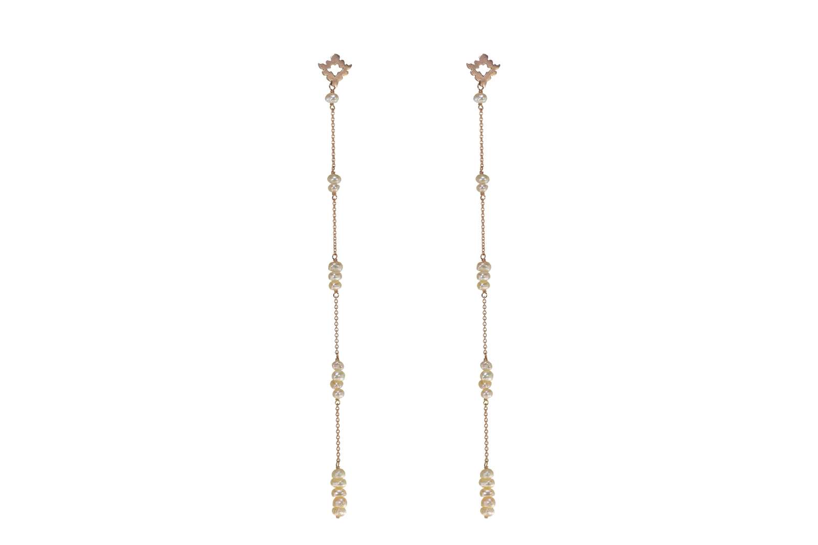 Mini Tapestry Pearls Earrings 9 kt Rose Gold