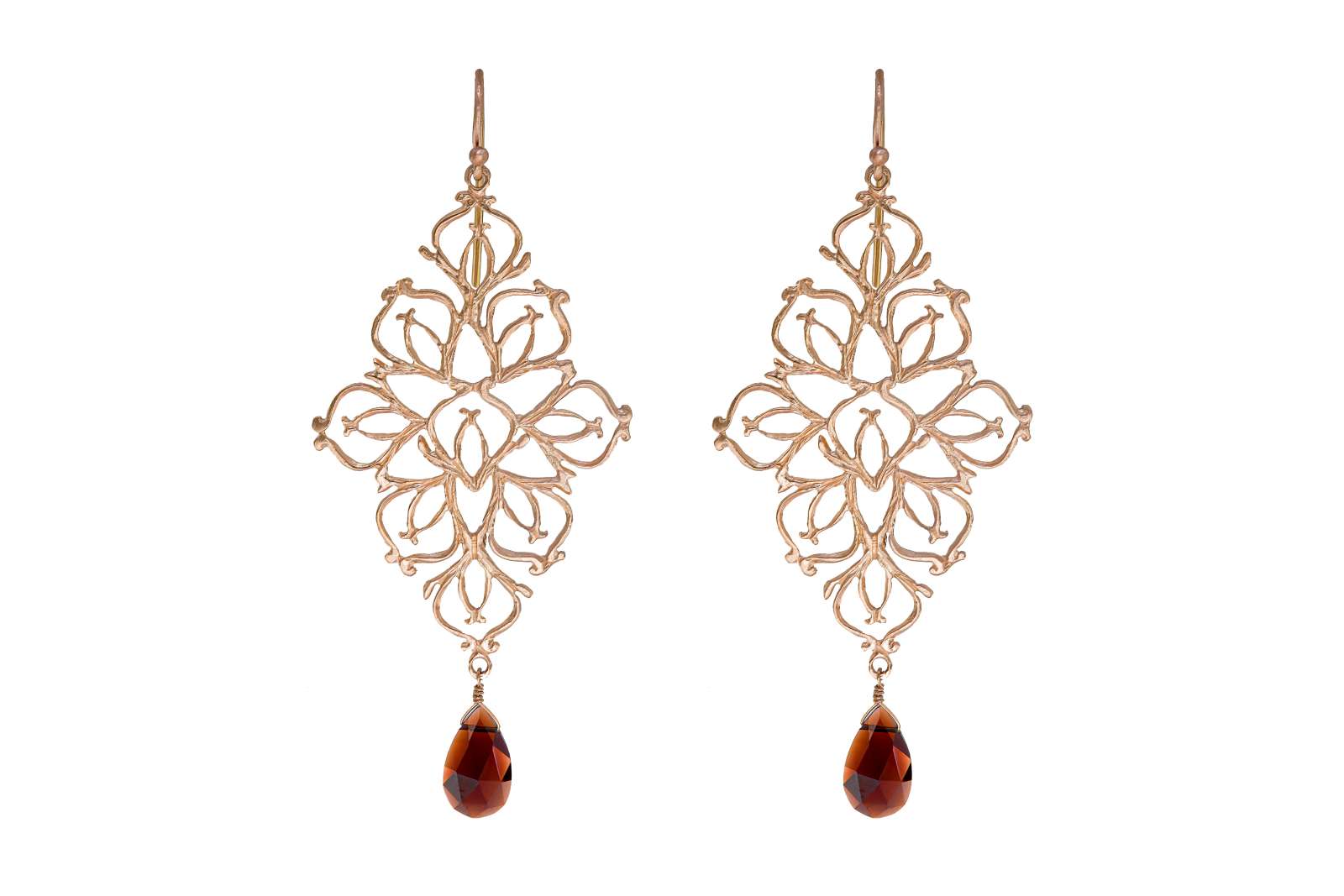 Orchidea Earrings Garnet 9kt Rose Gold