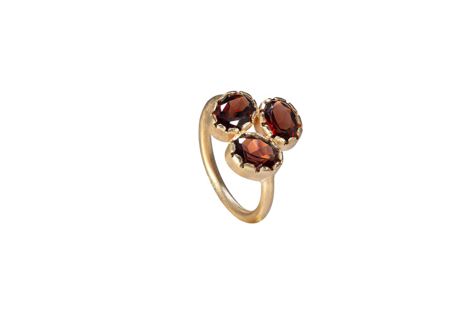 Fleur Ring Garnet 9kt Yellow Gold