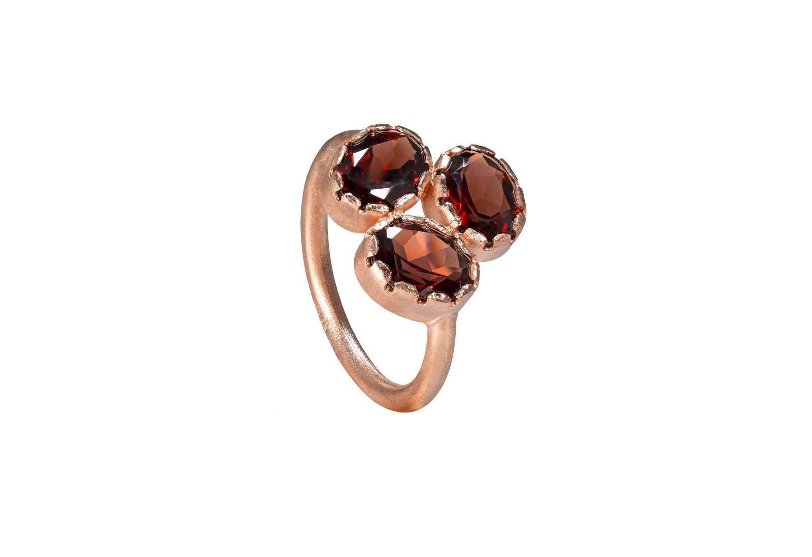 Anello Fleur Granato Oro Rosa 9kt