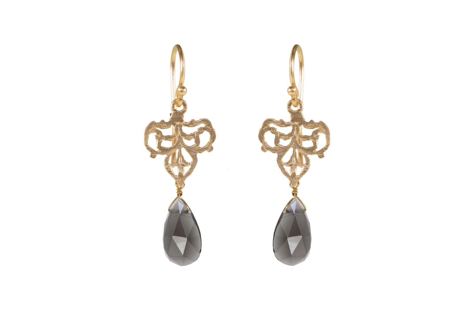 Yasmeen Earrings Grey Adularia 9kt Yellow Gold