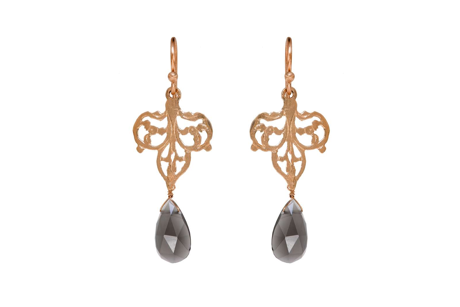 Yasmeen Earrings Grey Adularia 9kt Rose Gold