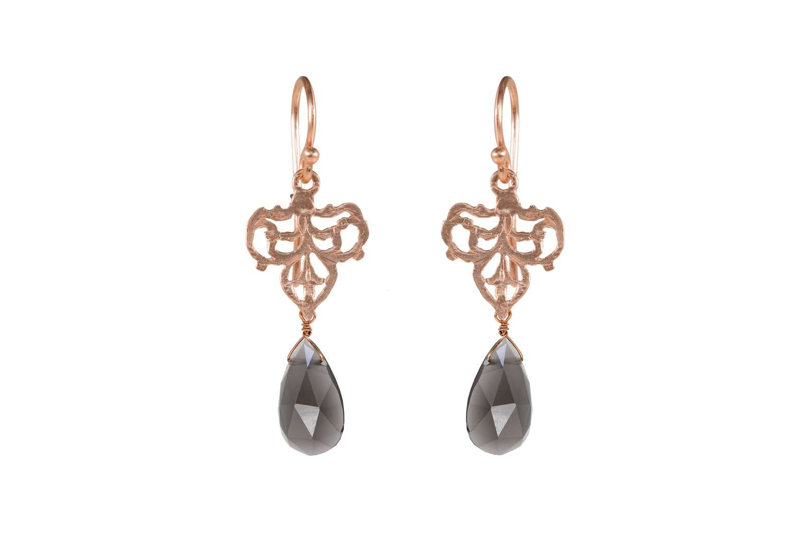 Yasmeen Earrings Grey Adularia 9kt Rose Gold