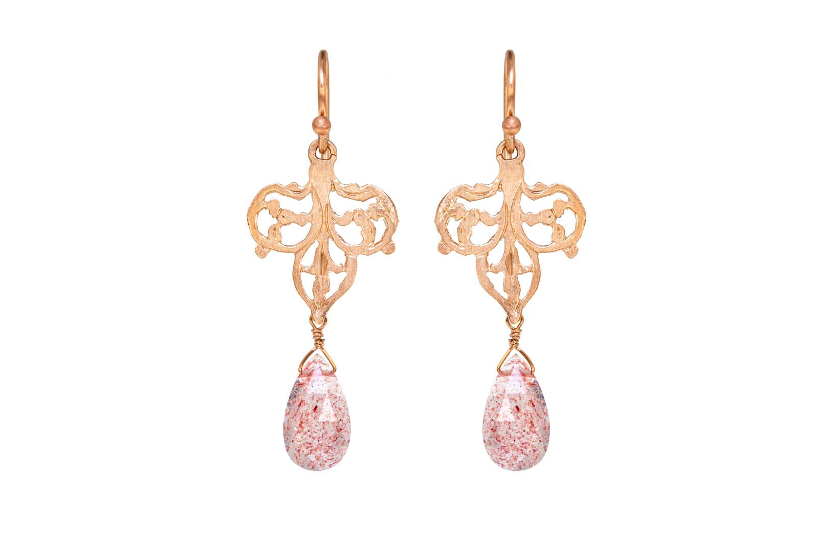 Orecchini Yasmeen Quarzo Fragola Oro Rosa 9kt